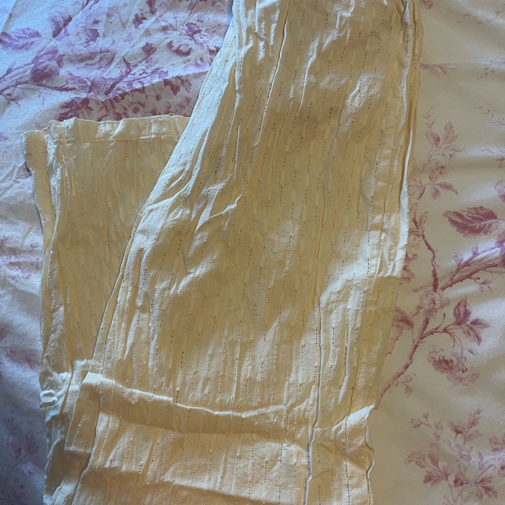 NWOT Cream Textured Beach Pants